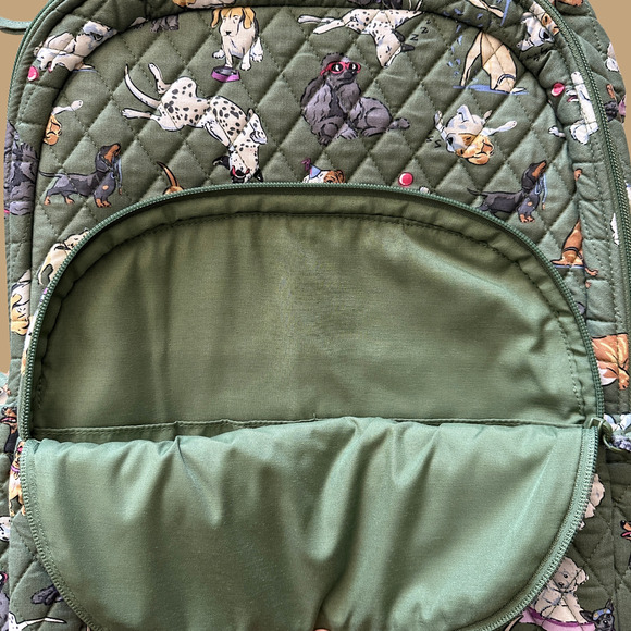 New Vera Bradley Dog Park Essential Large Backpack Quilted Cotton Green main image 5